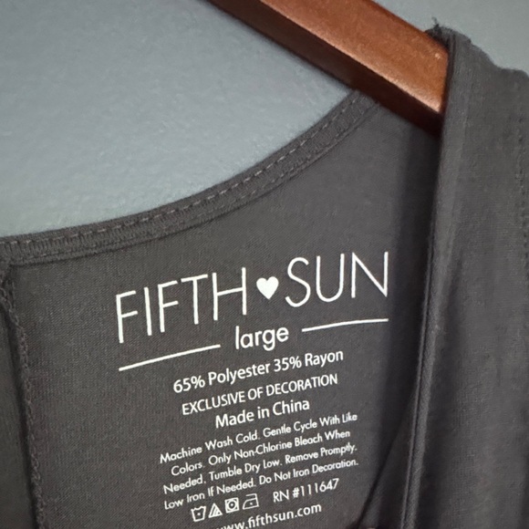 Fifth Sun Dark Gray Tank Top with Fringe and Flamingo - Picture 4 of 5